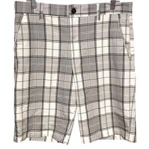 Men's Faded Glory Casual Golf Shorts -Size 32, Gray Plaid -Comfortable & Stylish